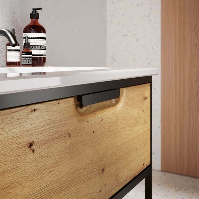 burgbad Vry Keramik-Waschtisch mit Waschtischunterschrank 63 cm mit 1 Schublade