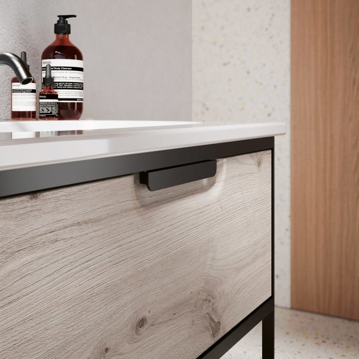 burgbad Vry Keramik-Waschtisch mit Waschtischunterschrank 63 cm mit 1 Schublade