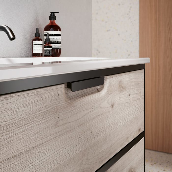 burgbad Vry Keramik-Waschtisch mit Waschtischunterschrank 93 cm mit 1 Schublade und 1 Auszug