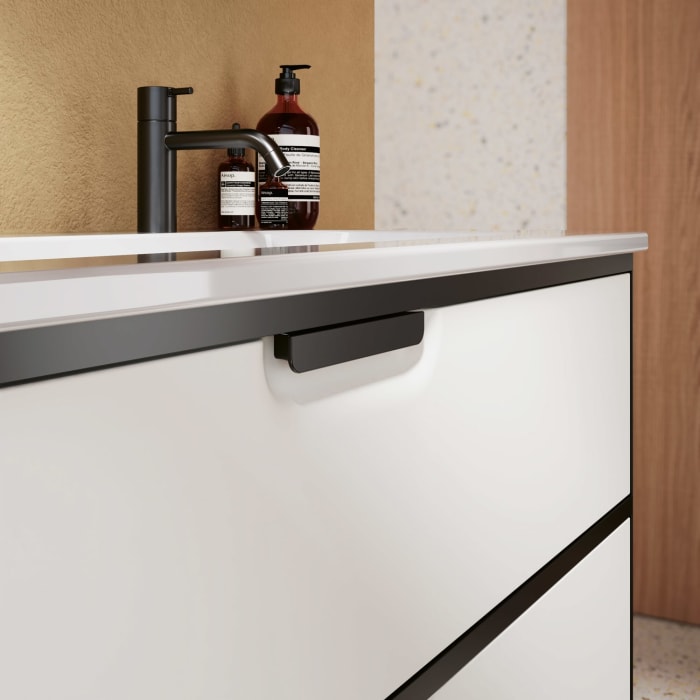 burgbad Vry Keramik-Waschtisch mit Waschtischunterschrank 123 cm mit 1 Schublade und 1 Auszug