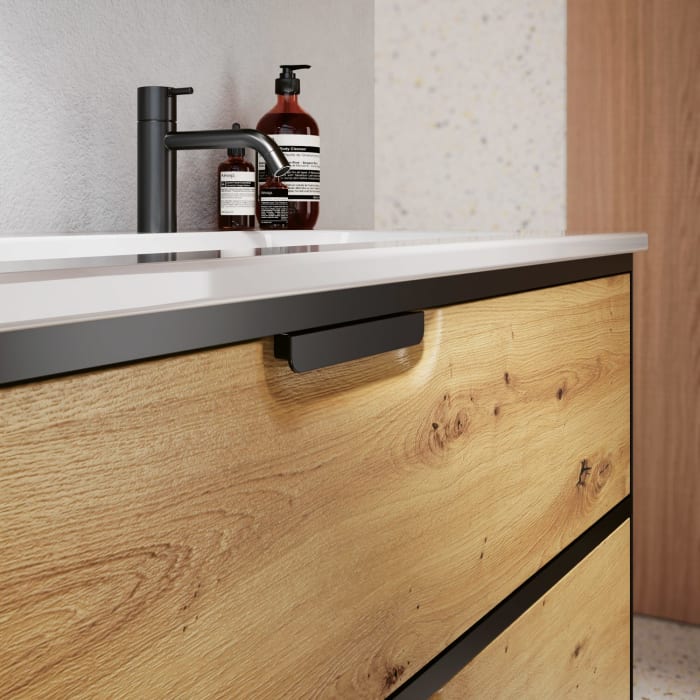 burgbad Vry Keramik-Waschtisch mit Waschtischunterschrank 123 cm mit 1 Schublade und 1 Auszug