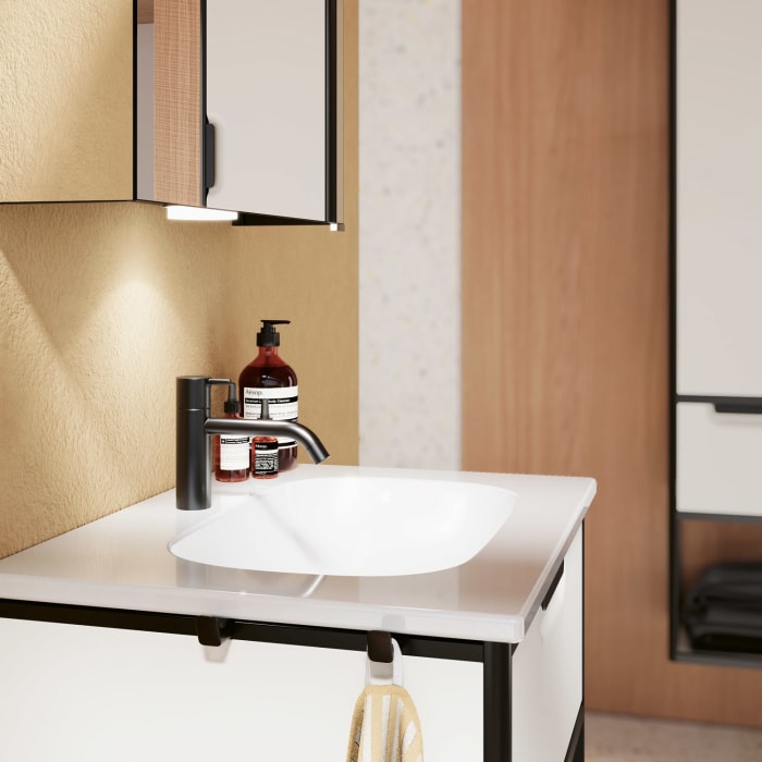 burgbad Vry Keramik-Waschtisch mit Waschtischunterschrank 63 cm mit 1 Schublade