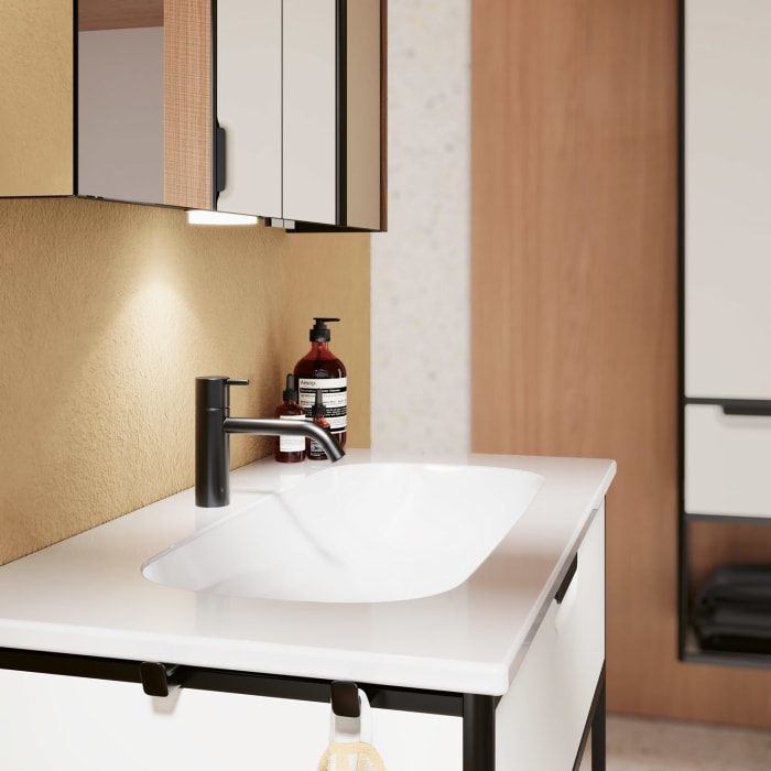 burgbad Vry Keramik-Waschtisch mit Waschtischunterschrank 93 cm mit 1 Schublade