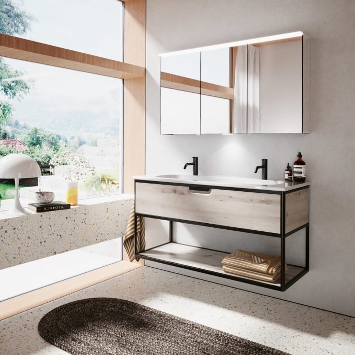 burgbad Vry Keramik-Waschtisch mit Waschtischunterschrank 123 cm mit 1 Schublade