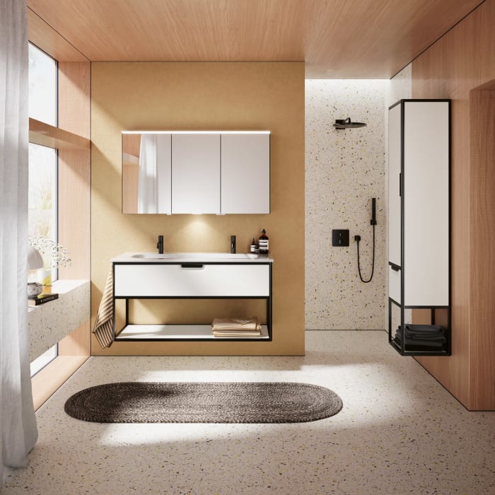 burgbad Vry Keramik-Waschtisch mit Waschtischunterschrank 123 cm mit 1 Schublade