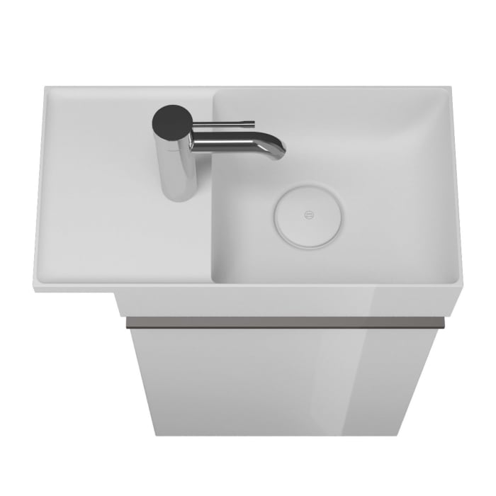 burgbad Yumo Mineralguss-Waschtisch inkl. Waschtischunterschrank 50,5 cm, Version Rechts