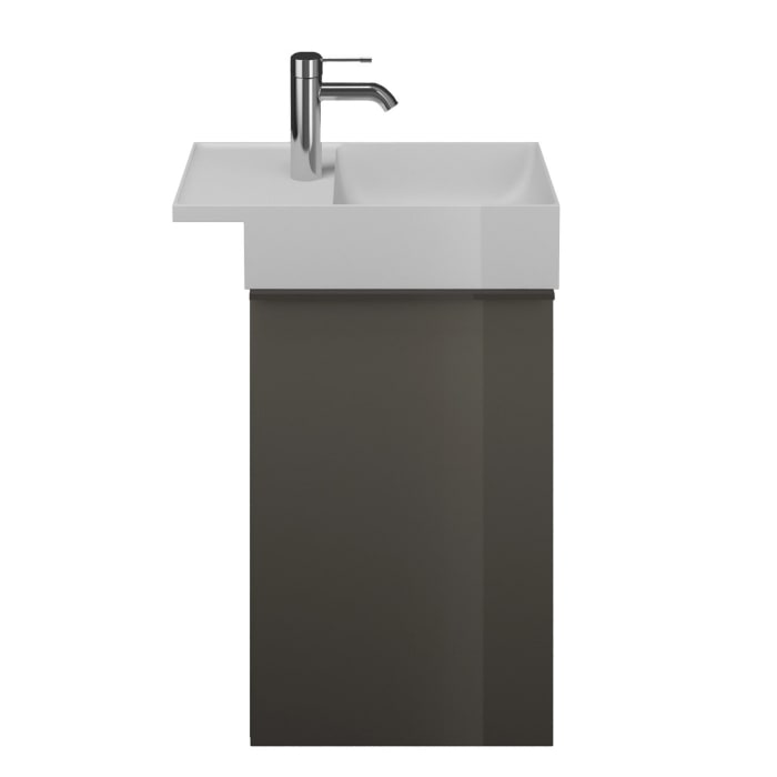 burgbad Yumo Mineralguss-Waschtisch inkl. Waschtischunterschrank 50,5 cm, Version Rechts