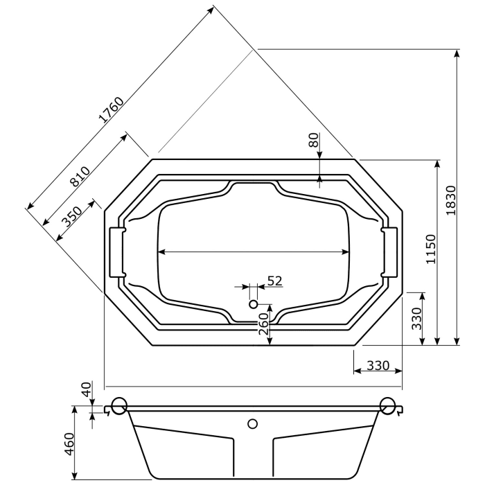 Caribia Barbados Premium Whirlpool 200 x 115 cm ohne Schürze