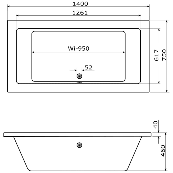Caribia X-Tube Badewanne 140 x 75 cm mit Schürze