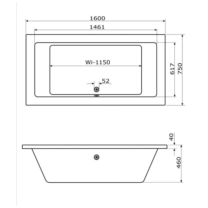 Caribia X-Tube Badewanne 160 x 75 cm ohne Schürze