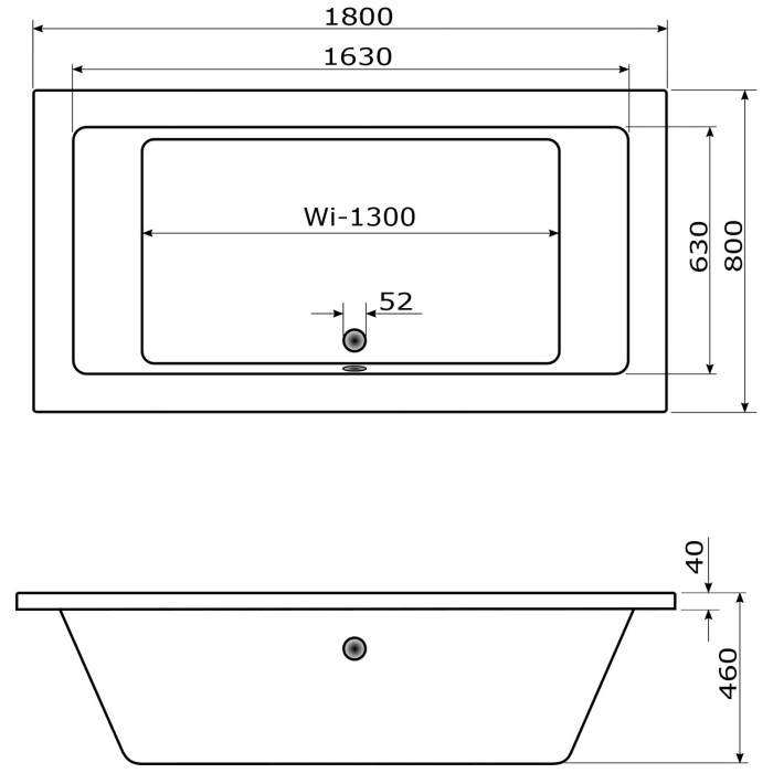 Caribia X-Tube Badewanne 180 x 80 cm mit Schürze