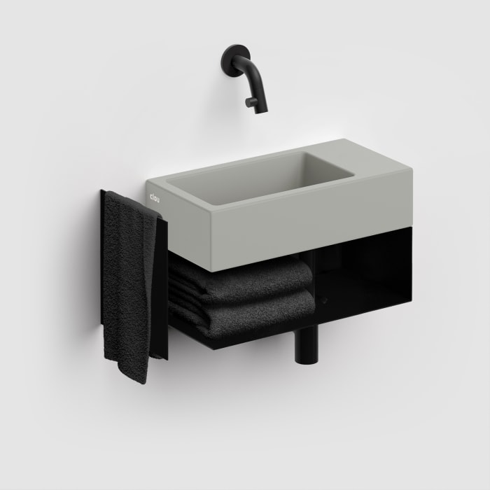 Clou Flush Waschtischunterschrank offen mit Handtuchhalter für Handwaschbecken Flush 3 rechts