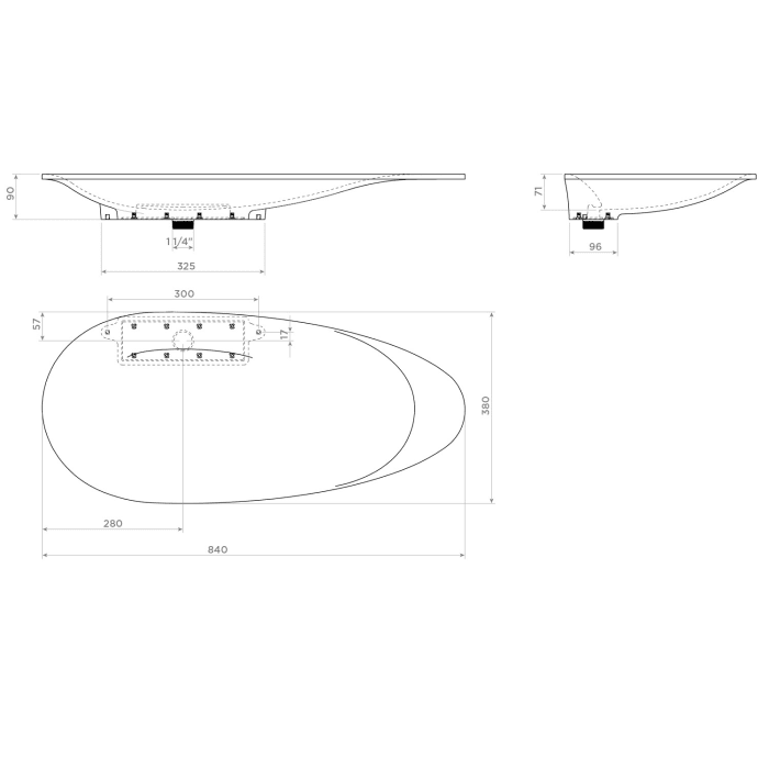 Clou First Aluite - Aufsatzwaschtisch 84 cm