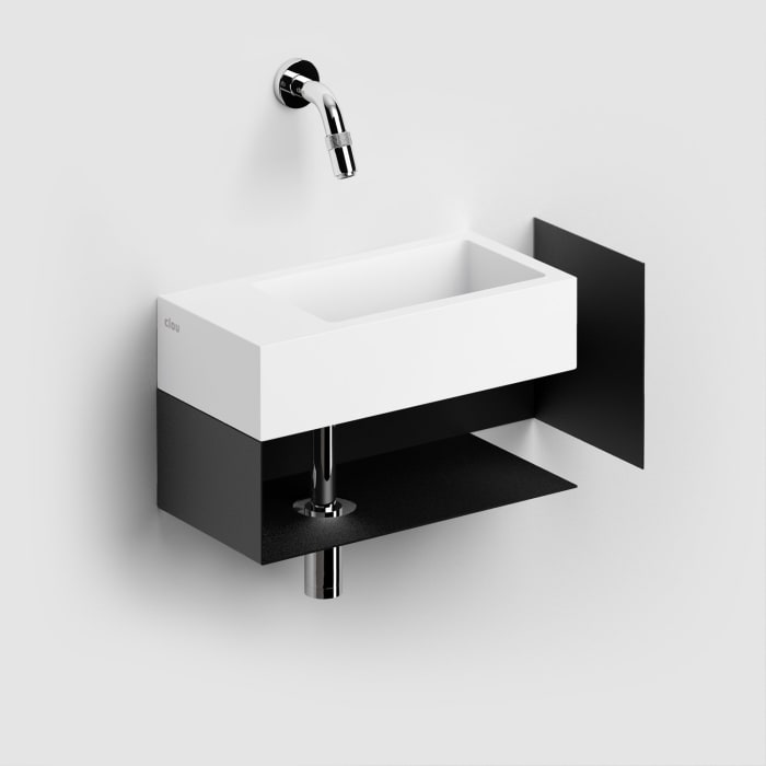 Clou Flush 3 Left Aluite-Handwaschbecken 36 x 18 cm mit vorgestochenem Hahnloch links