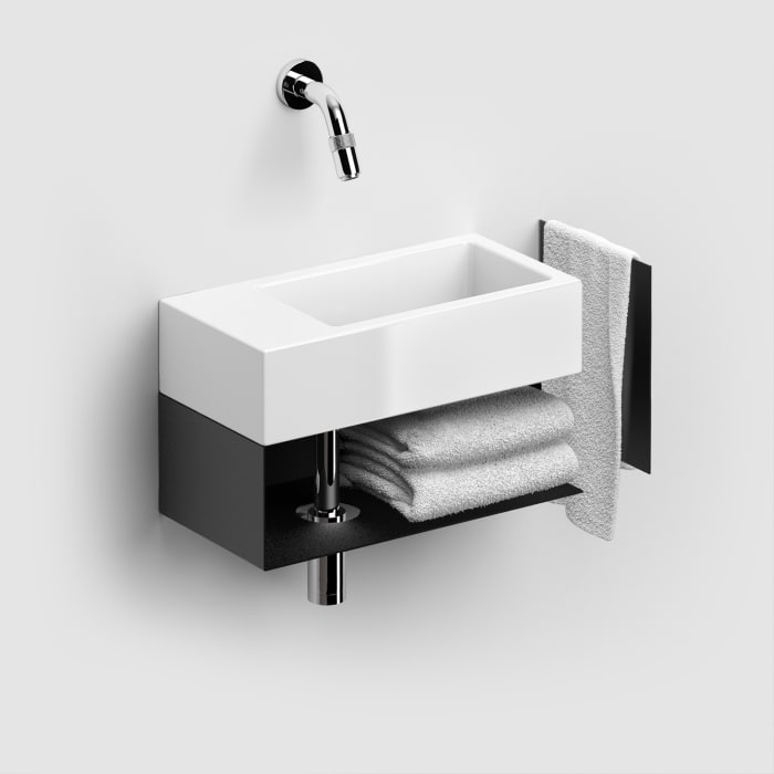 Clou Flush 3 Left Keramik-Handwaschbecken 36 x 18 cm mit Ablage links, ohne Hahnloch