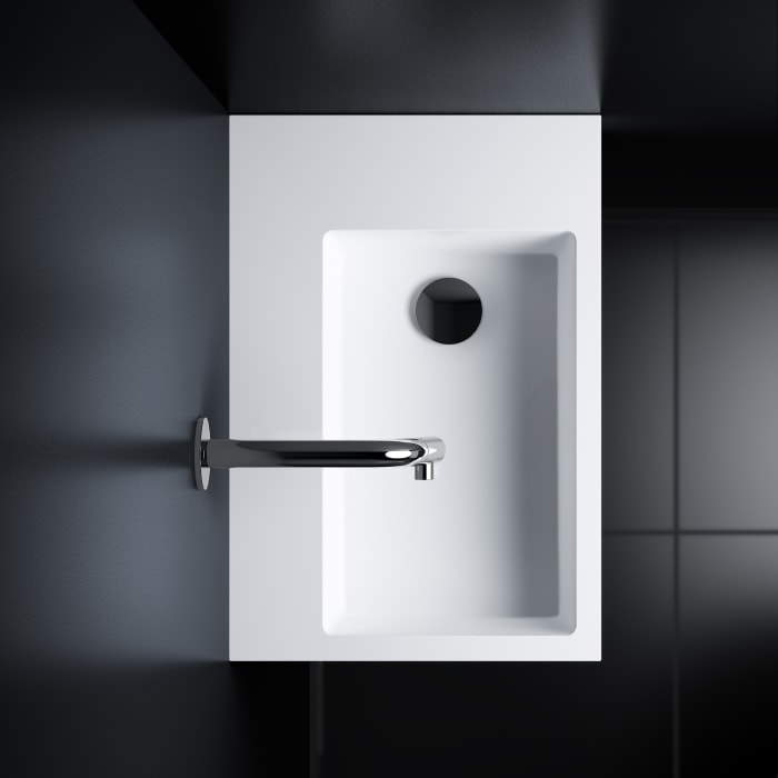 Clou New Flush 2 Plus Aluite-Handwaschbecken 42,5 x 29 cm mit vorgestochenem Hahnloch rechts