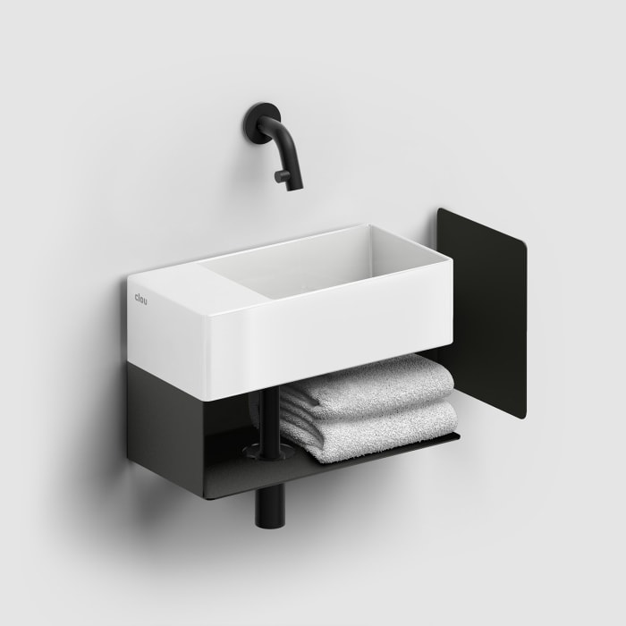 Clou New Flush Waschtischunterschrank offen mit Handtuchhalter für Handwaschbecken New Flush 3 links