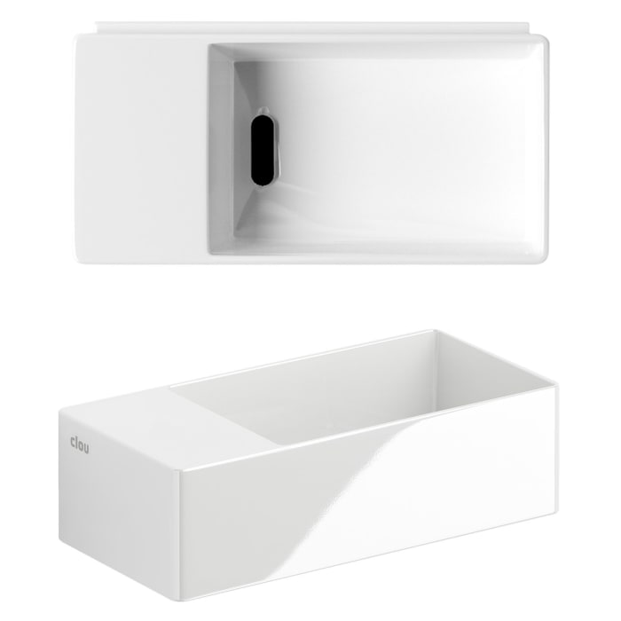 Clou New Flush 3 Left Keramik - Handwaschbecken 35 cm mit offenem Unterschrank