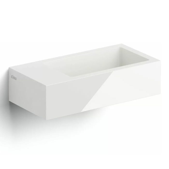 Clou Flush 3 Left Mineralmarmor-Handwaschbecken 36 x 18 cm mit vorgestochenem Hahnloch links