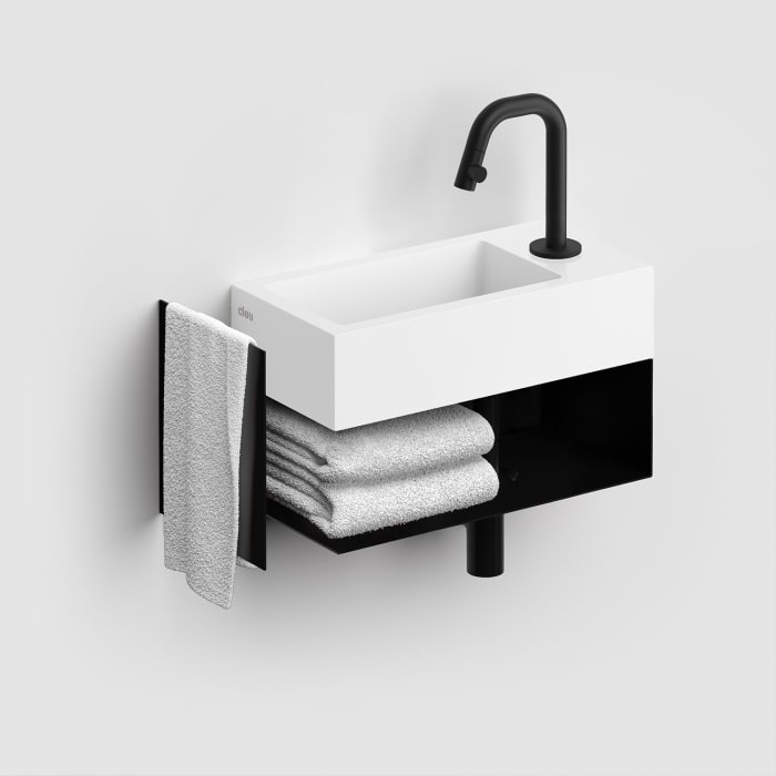 Clou Flush 3 Right Aluite-Handwaschbecken 36 x 18 cm mit vorgestochenem Hahnloch rechts