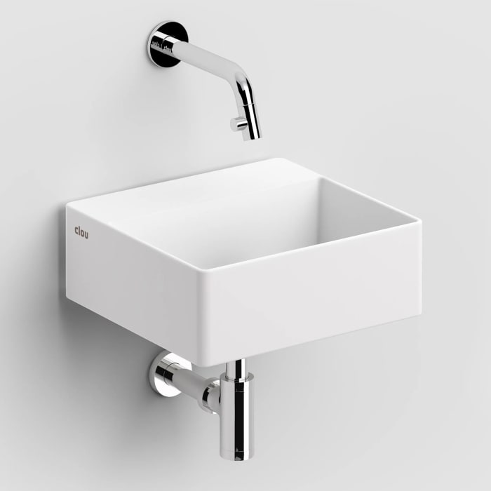 Clou New Flush 1 Aluite-Handwaschbecken 28 x 27 cm mit vorgestochenem Hahnloch