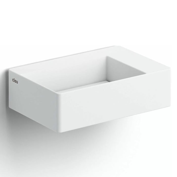 Clou New Flush 2 Aluite-Handwaschbecken 35,5 x 24,5 cm mit vorgestochenem Hahnloch rechts und Ablaufplatte