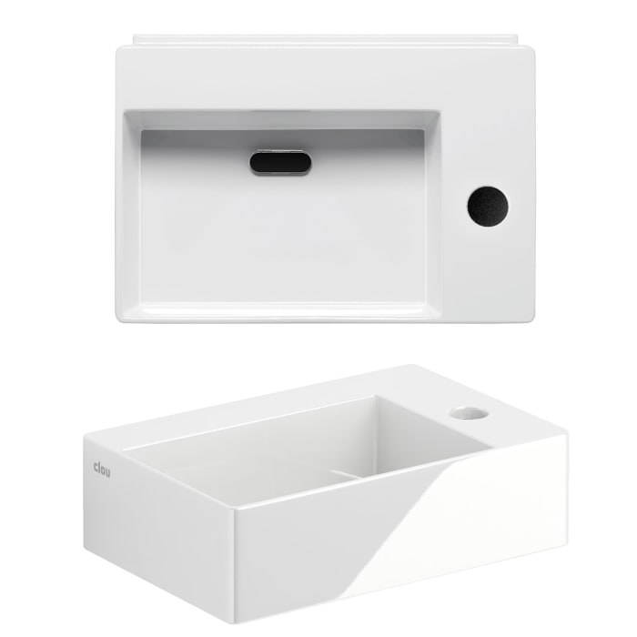Clou New Flush 2 Keramik-Handwaschbecken 35,5 x 24,5 cm mit Hahnloch rechts