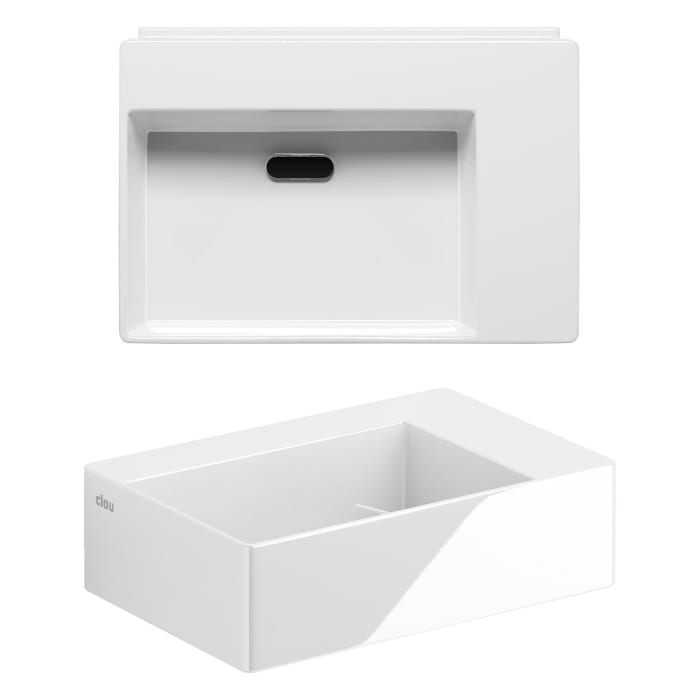 Clou New Flush 2 Keramik-Handwaschbecken 35,5 x 24,5 cm mit Ablage rechts, ohne Hahnloch
