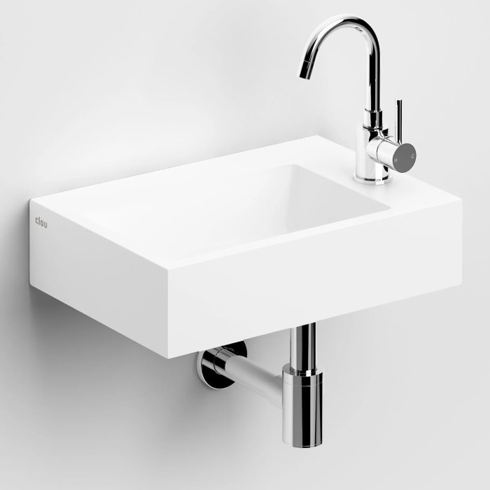 Clou New Flush 2 Plus Aluite-Handwaschbecken 42,5 x 29 cm mit vorgestochenem Hahnloch rechts
