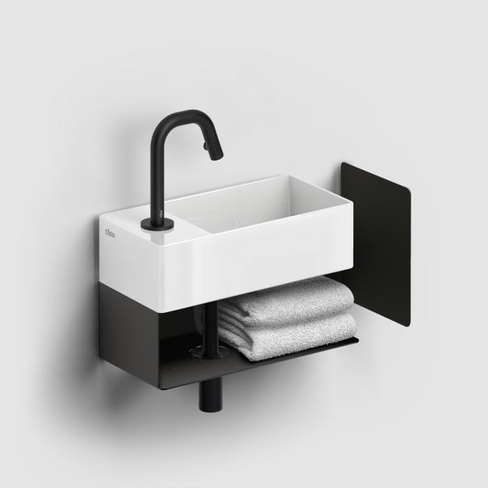 Clou New Flush 3 Left Keramik-Handwaschbecken 35 x 18 cm mit Hahnloch links