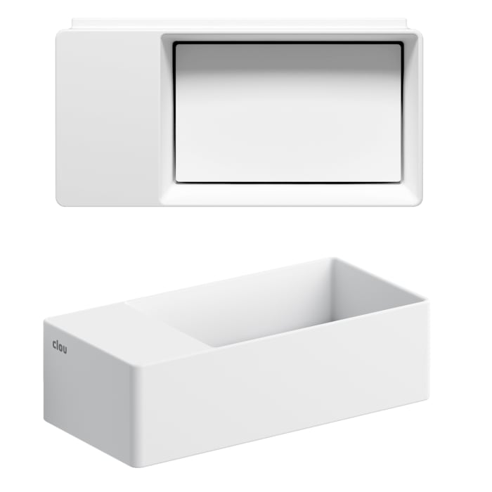 Clou New Flush 3 Left Aluite-Handwaschbecken 35 x 18 cm mit vorgestochenem Hahnloch links und Ablaufplatte