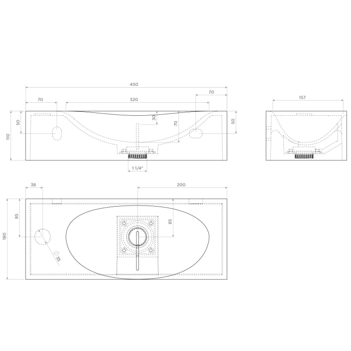 Clou Hammock Mineralmarmor - Handwaschbecken 45 cm