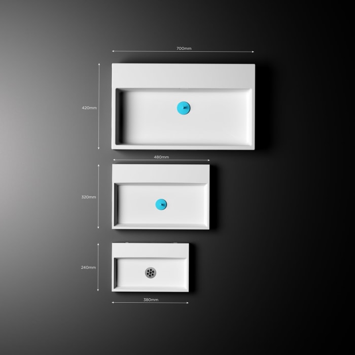 Clou Mini Wash Me Plus Aluite - Handwaschbecken 48 cm ohne Hahnloch