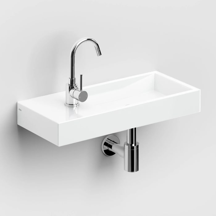 Clou Mini Wash Me Plus Left Keramik - Handwaschbecken 56 cm mit Hahnloch links