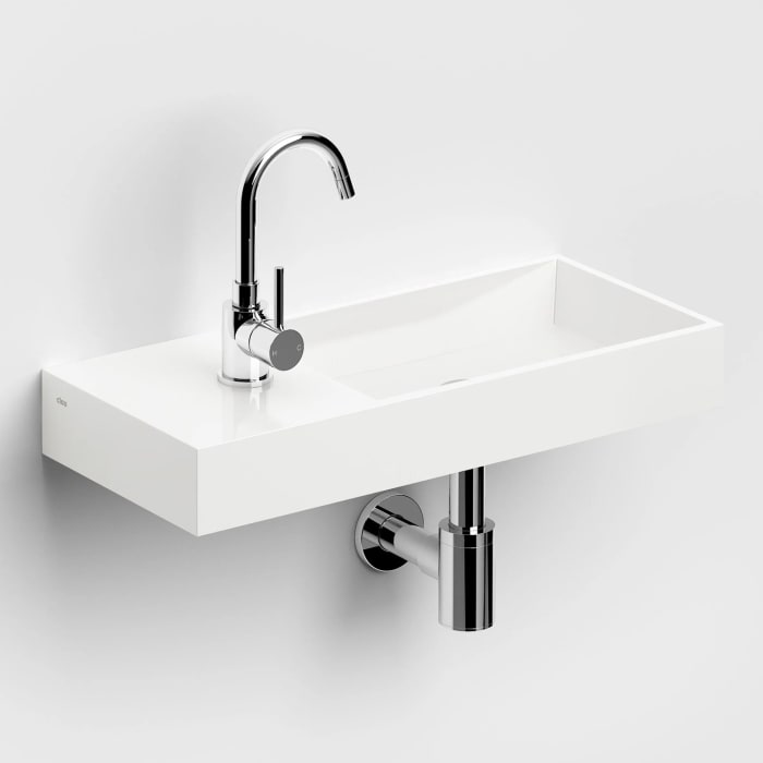 Clou Mini Wash Me Plus Left Mineralmarmor - Handwaschbecken 56 cm ohne Hahnloch