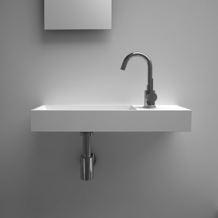 Clou Mini Wash Me Plus Right Aluite - Handwaschbecken 56 cm ohne Hahnloch