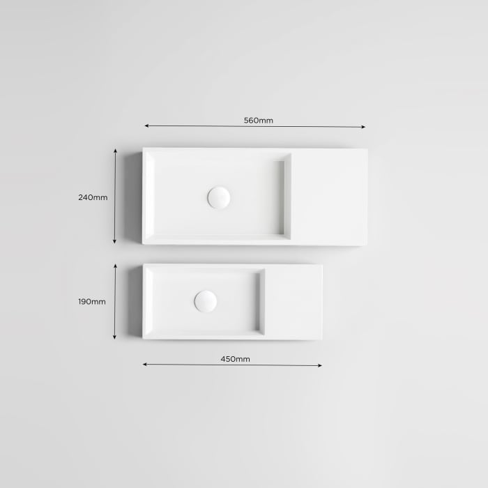 Clou Mini Wash Me Plus Right Mineralmarmor - Handwaschbecken 56 cm ohne Hahnloch