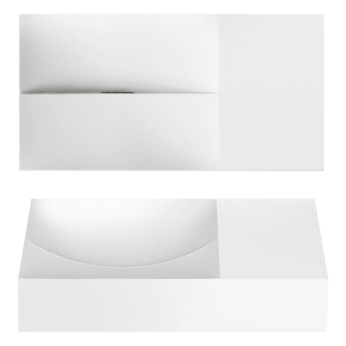 Clou Vale Right Aluite - Handwaschbecken 38 cm mit vorgestochenem Hahnloch