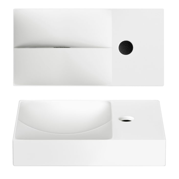 Clou Vale Right Keramik - Handwaschbecken 38 cm mit Hahnloch