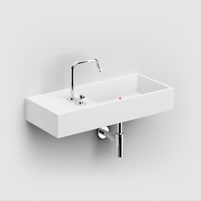 Clou Wash Me Aluite Waschtisch 75 cm ohne Hahnloch mit Ablage links