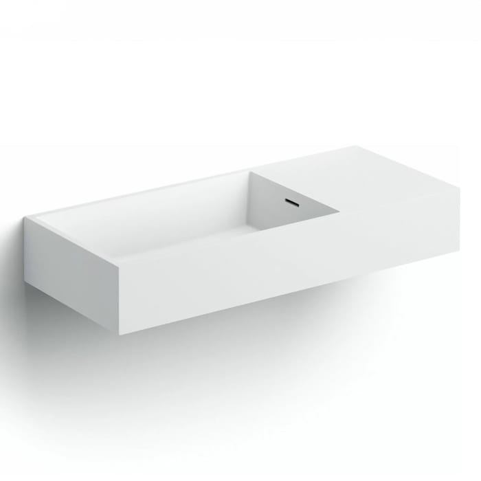 Clou Wash Me Aluite Waschtisch 75 cm ohne Hahnloch mit Ablage rechts
