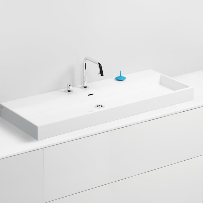 Clou Wash Me Keramik - Waschtisch 110 cm mit 7 vorgestochenen Hahnlöchern