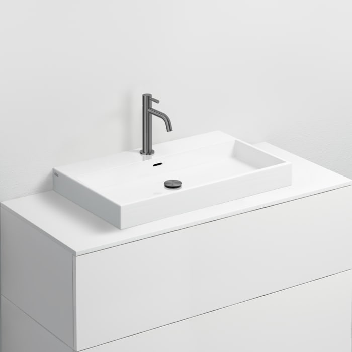 Clou Wash Me Keramik Waschtisch 70 cm mit 3 vorgestochenen Hahnlöchern