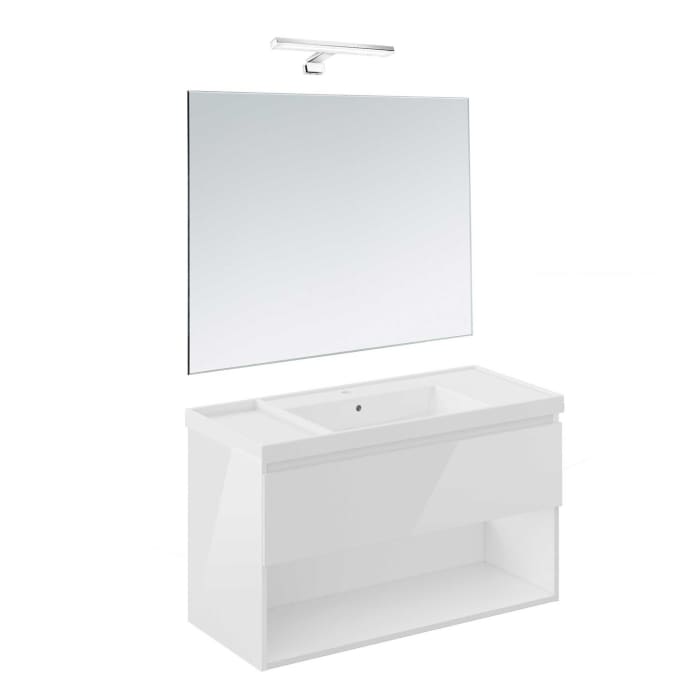 COSMIC B-Best Badmöbel Set 100 cm mit Spiegel und Wandleuchte