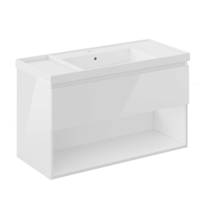 COSMIC B-Best Badmöbel Set 100 cm mit Spiegel und Wandleuchte