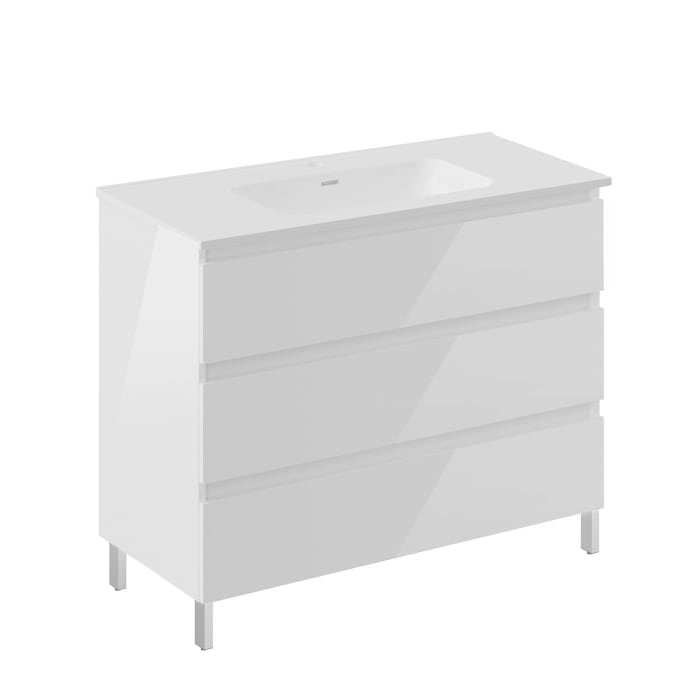 COSMIC B-Best Badmöbel Set 100 cm mit Spiegel und Wandleuchte