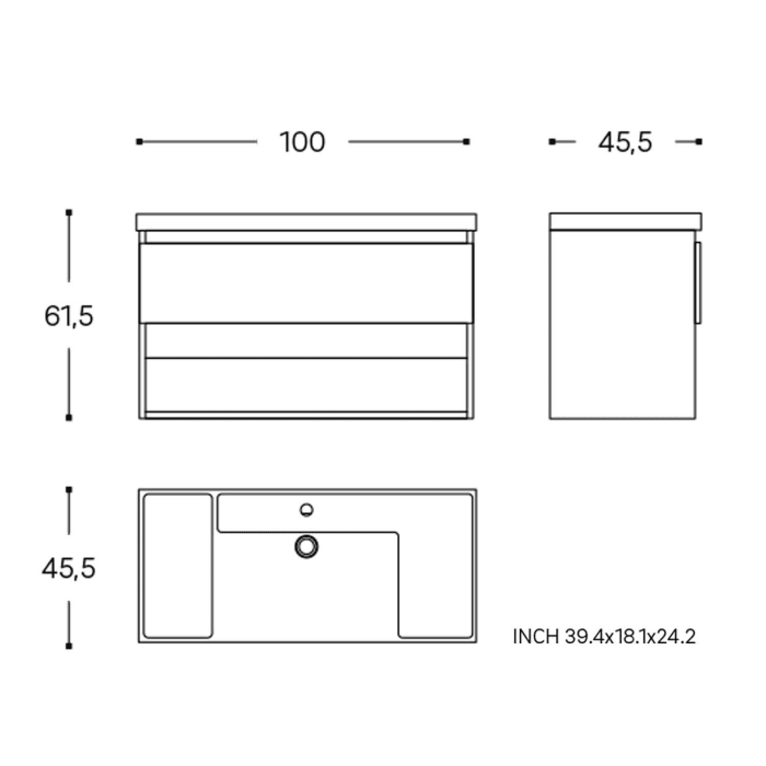 COSMIC B-Best Badmöbel Set 100 cm mit Spiegel und Wandleuchte