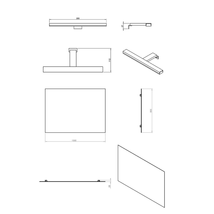COSMIC B-Best Badmöbel Set 100 cm mit Spiegel und Wandleuchte