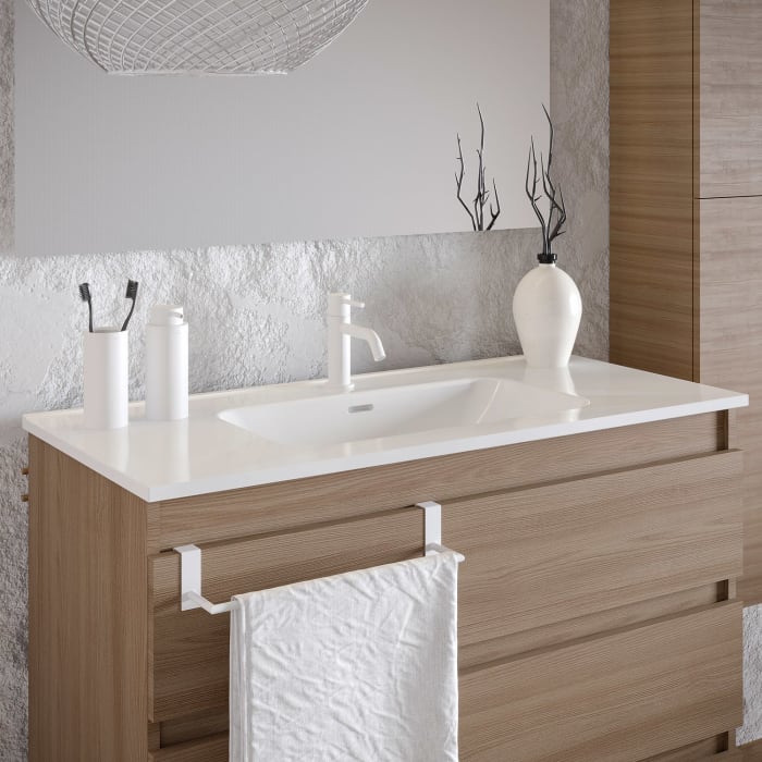 COSMIC B-Best Badmöbel Set 100 cm mit Spiegel und Wandleuchte