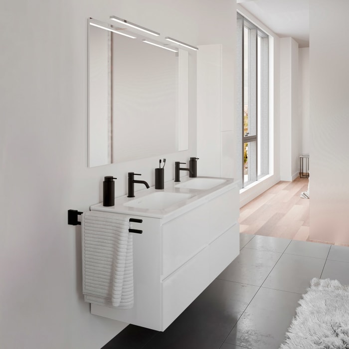 COSMIC B-Best Badmöbel Set 120 cm mit Spiegel und Wandleuchte